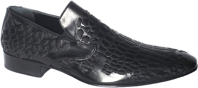Jo Ghost 3484BIS Black Leather Material Pattern Slip On Loafers