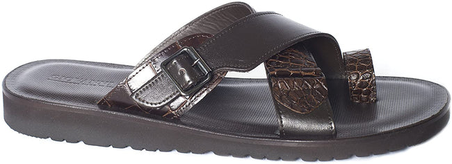 Giovanni Conti 262-01 Brown Leather Push In Toe Sandals