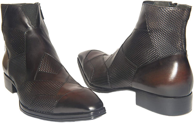 Jo Ghost 2031 Black Perforated Leather Zip Up Boots