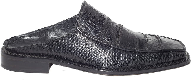 DAVID EDEN 501346 Black Crocodile Lizard Slider Sandals