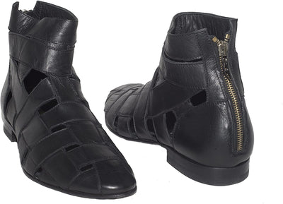Carlo Ventura 2449 Black Back Zipper Sandal Boots