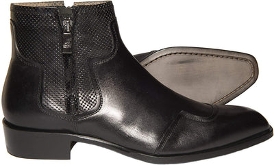 Jo Ghost 2318 Italian Black Leather Ankle Boots with 2 Zippers