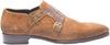 Jo Ghost 2561 Italian Cognac Brown Perforated Suede/Croc Print Shoes with 2 Buckles.