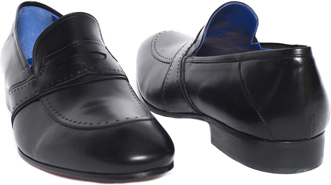 Giovanni Conti 3427-01 Black Leather Slip On Loafers