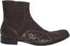 Jo Ghost 3550M Brown Suede Leather Pattern Trim Boots