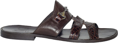 Roberto Guerrini S-2000 Brown Leather Front Ornament Decor Sandals