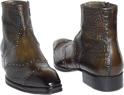 Jo Ghost 740 Brown/Olive Studded Zip Up Boots