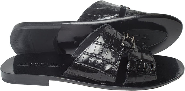 Giovanni Conti 9928-01 Black Leather Swarovski Elements Sandals