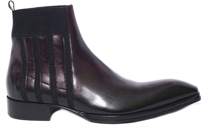 Jo Ghost 260 M Burgundy Leather Elastic Top Trim Boots