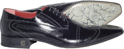Jo Ghost 813 M Black Stitched Leather Lace Up Shoes
