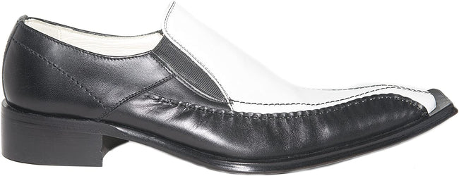 Twenty 388 Black White Leather Slip On Loafers
