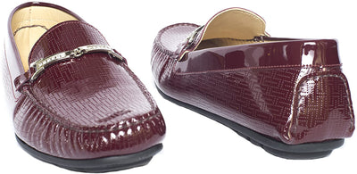 Giovanni Conti 1003-01 Burgundy Patent Leather Swarovski Element Moccasins