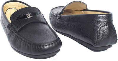 Giovanni Conti 1702-01 Black Front Logo Moccasins