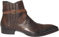Jo Ghost 1858 Brown Lizard Print Leather Buckle Zipper Boots