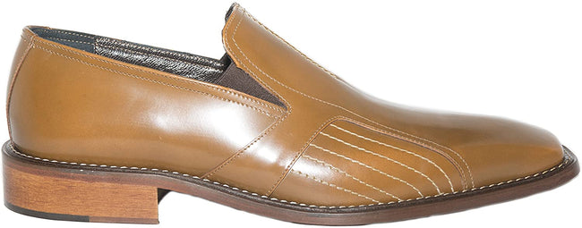 Maurizio Bellini 163 Cognac Brown Leather Slip On Loafers