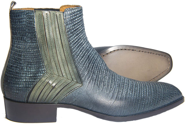 Jo Ghost 2015 Blue Lizard Print Leather Green Sides Boots