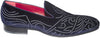 Giovanni Conti 3405-10 Navy Blue Velour Design Pattern Loafers