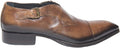 Jo Ghost 1704 Brown Leather Zipper Buckle Slip On Loafers