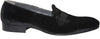 Giovanni Conti W02-01 Black Velour Pattern Print Slip On Loafers