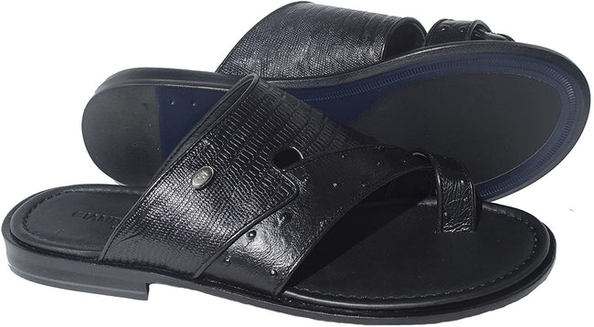 Giampiero Nicola 5005 Black Leather Push in Toe Sandals