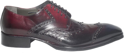 Jo Ghost 738 Burgundy Leather Studded Lace Up Shoes