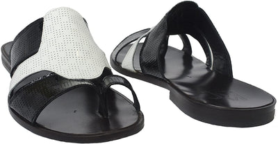 Robrto Guerrini S 2002 Black White Patent Leather Push In Toe Sandals