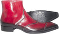 Jo Ghost 741 Red Leather Silver Decor Zip Up Boots