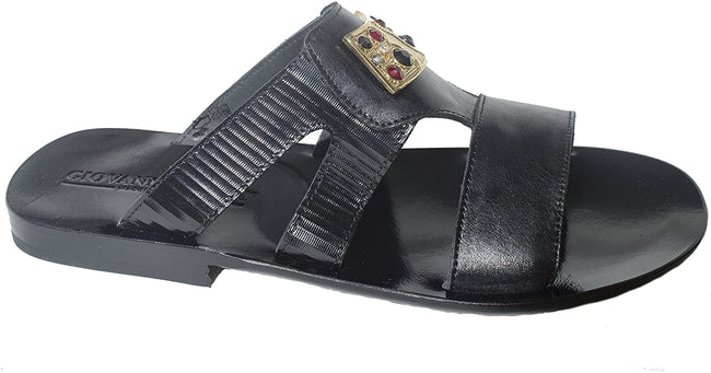 Giovanni Conti 0256-01 Black Ornament Decor Sandals