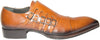 Jo Ghost 1552 Italian Men Cognac Leather Slip On Shoes with Zipper and Buckles