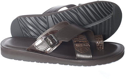 Giovanni Conti 262-01 Brown Leather Push In Toe Sandals