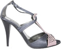 Albano 8611 Italian Womens Antracit/Pink Sandals with Swarovski Element, 4" Heel