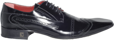 Jo Ghost 813 M Black Stitched Leather Lace Up Shoes