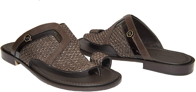 Giampiero Nicola F5603 Brown Leather Slip On Push In Toe Sandals