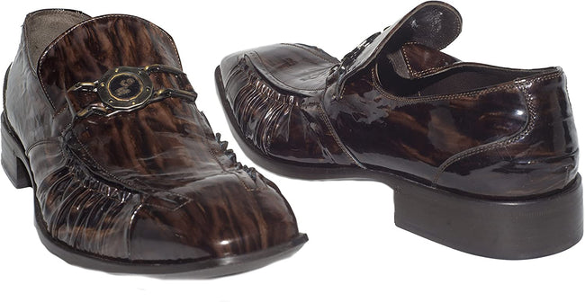 Roberto Guerrini 5054 Brown Patent Leather Slip On Loafers