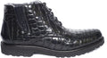Giovanni Conti 3612-01 Black Animal Print Leather Lace Up Boots