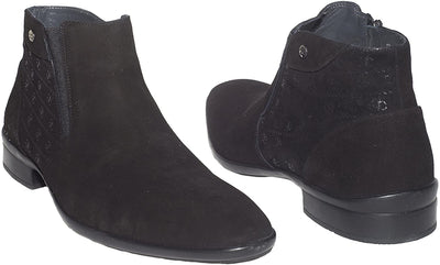 Giovanni Conti 2438-013 Black Suede Logo Ankle Boots