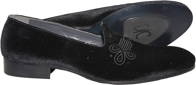 Giovanni Conti W02-01 Black Velour Pattern Print Slip On Loafers