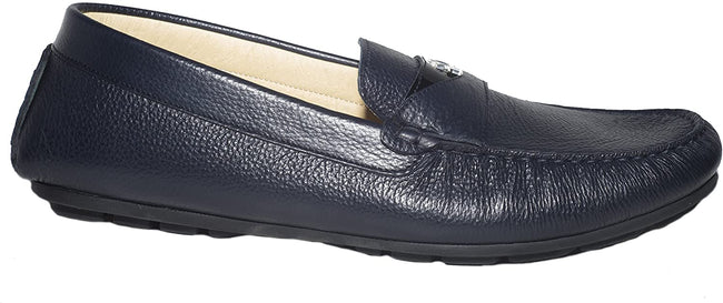 Giovanni Conti 1702-01 Navy Blue Front Logo Moccasins