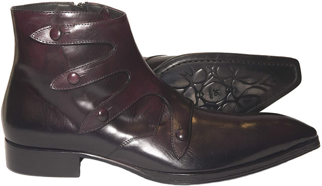 Jo Ghost 1835 Burgundy Leather Buttoned Zipper Boots