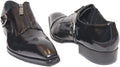 Jo Ghost 1316 Black Patent Leather Buckle Side Zippers Loafers