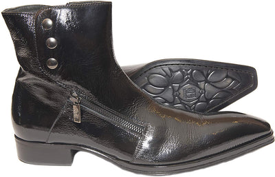 Jo Ghost 1314 Black Patent Leather Buttoned/Zipper Boots