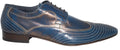 Carlo Ventura 2337 Metallic Blue Leather Lace Up Shoes