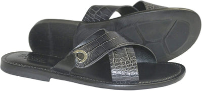 Rossi RS520 Black Criss Cross Leather Sandals