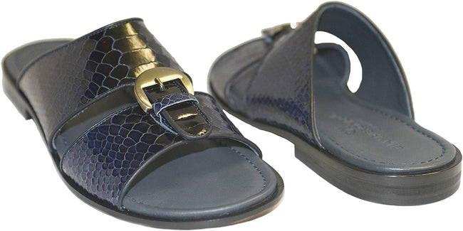 Giampiero Nicola 5039 Navy Blue Buckle Decor Sandals