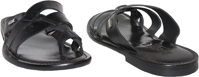 Rossi RS 262 Black Leather Push In Toe Sandals