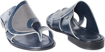 Giampiero Nicola 5057 Blue/Gray Crocodile Print Sandals