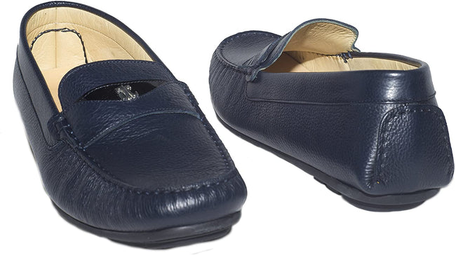 Giovanni Conti 1702-01 Navy Blue Front Logo Moccasins