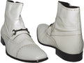 Roberto Guerrini A 757 White Kangaroo Leather Buckle Decor Boots
