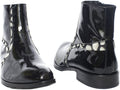 Carlo Ventura 2100 Black Patent Leather Zip Up Pony Trim Boots
