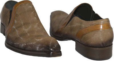 Jo Ghost 598M Brown Laser Pattern Leather Slip On Loafers